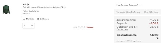 Spare -15% auf Bike-Bekleidung, -Helme und Zubehör bei sport-schuster