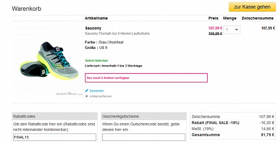 Bis zu 50% Rabatt auf Laufschuhe bei sportokay