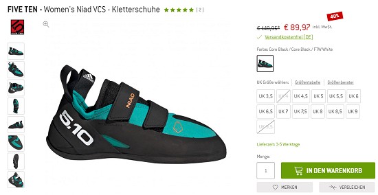 Bergfreunde Preisgrounder: 50% auf RED CHILI - Women's Isami Seamless Tank - Top & 40% auf FIVE TEN - Women's Niad VCS - Kletterschuhe