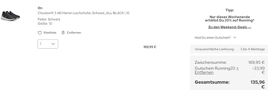 Running Deals bei sport-schuster- 10% extra