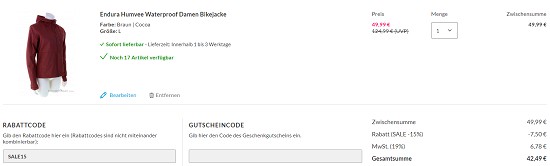 Endura bis zu 60% reduziert bei sportokay