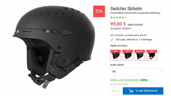 Bergzeit-Hammerangebot - Sweet Protection Switcher Skihelm 55% reduziert