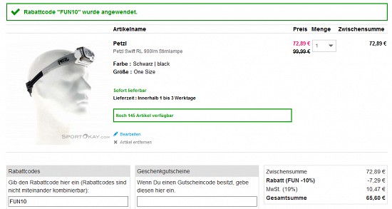 10% Extra-Rabatt auf Running- und Kletterartikel bei sportokay