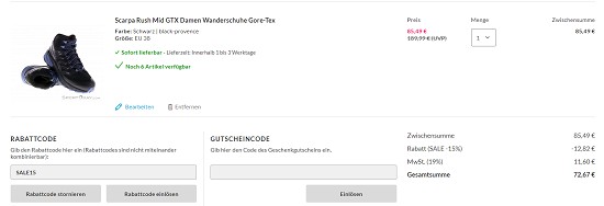 Ausgewählte Scarpa-Schuhe bis zu 50% reduziert bei sportokay