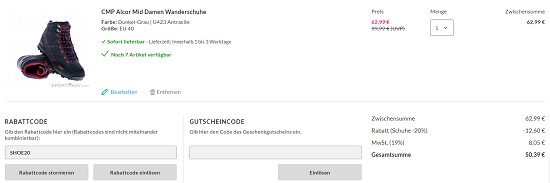 20% on Top auf Schuhe bei sportokay