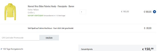 Spare 30€ im Hochtouren Artikel bei sportler