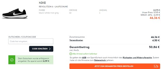 20% on top auf reduzierte Schuhe bei sportscheck