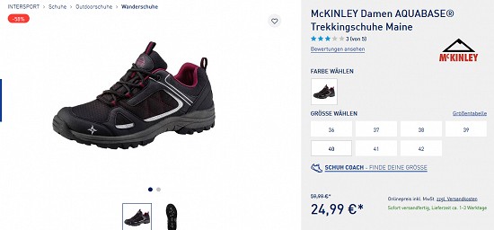 McKinley Maine-Trekkingschuhe Damen 58% reduziert für 24,99€ - nur heute!