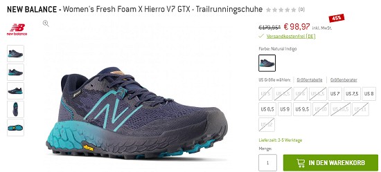 Bergfreunde Preisgrounder: 45% auf New Balance Trailrunningschuhe
