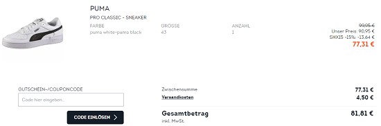 15% on top auf ausgewählte Schuhe bei sportscheck